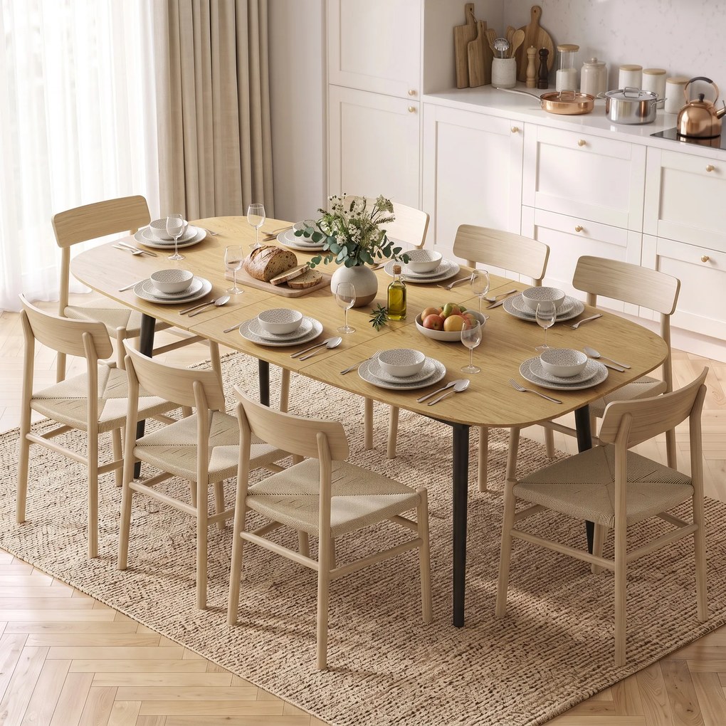 Mesa de Jantar Extensível, 160-200 x 80 x 76 cm, Para 6 a 8 Pessoas (CADEIRAS NÃO INCLUIDAS), Castanho
