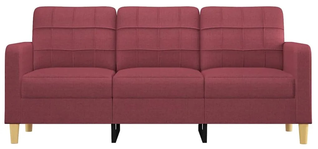 Sofá de 3 lugares tecido 180 cm vermelho tinto