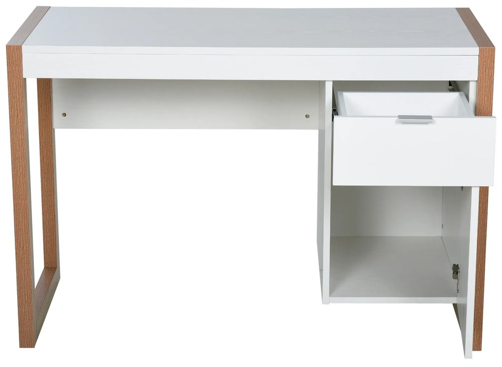 Mesa de escritorio com gaveta Armário Pés retangulares 112,5x50x75,5 cm Branco