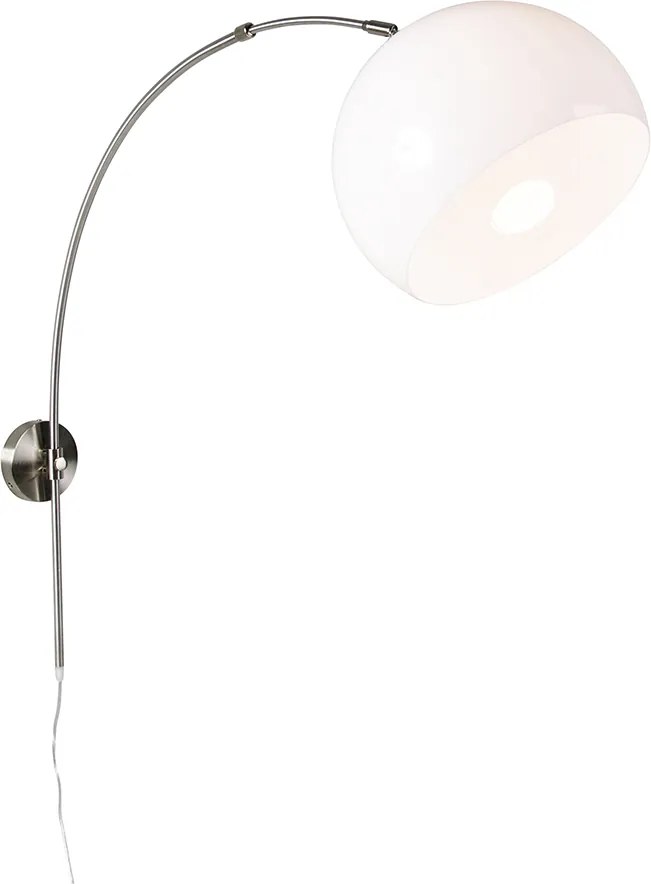 Candeeiro de Arco de Parede Inteligente Aço com Abajur Branco incl. WiFi G125 - Bow