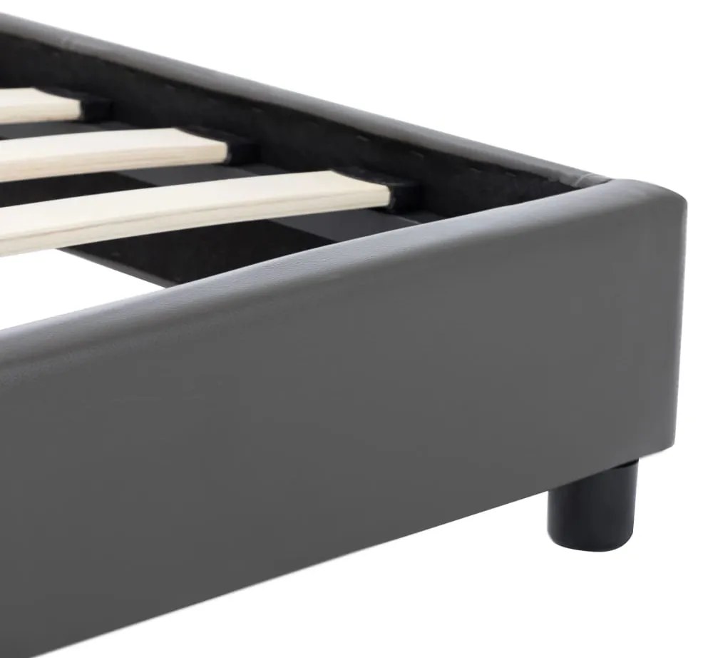 Estrutura de cama 100x200 cm couro artificial cinzento