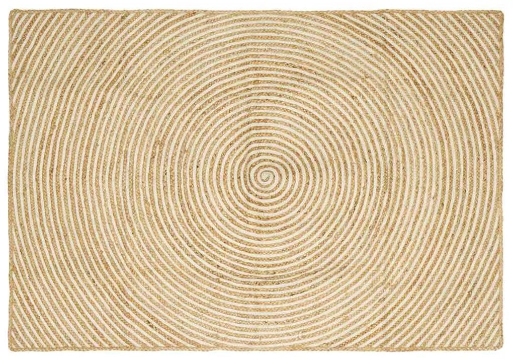 vidaXL Tapete Natural e Branco 120 x 170 cm Juta