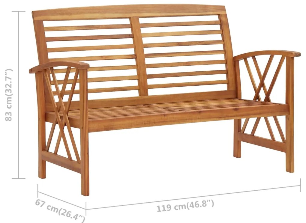 Banco de jardim 119 cm madeira de acácia maciça