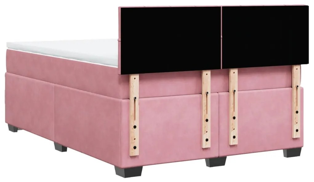 Cama com molas/colchão 140x200 cm veludo rosa-escuro
