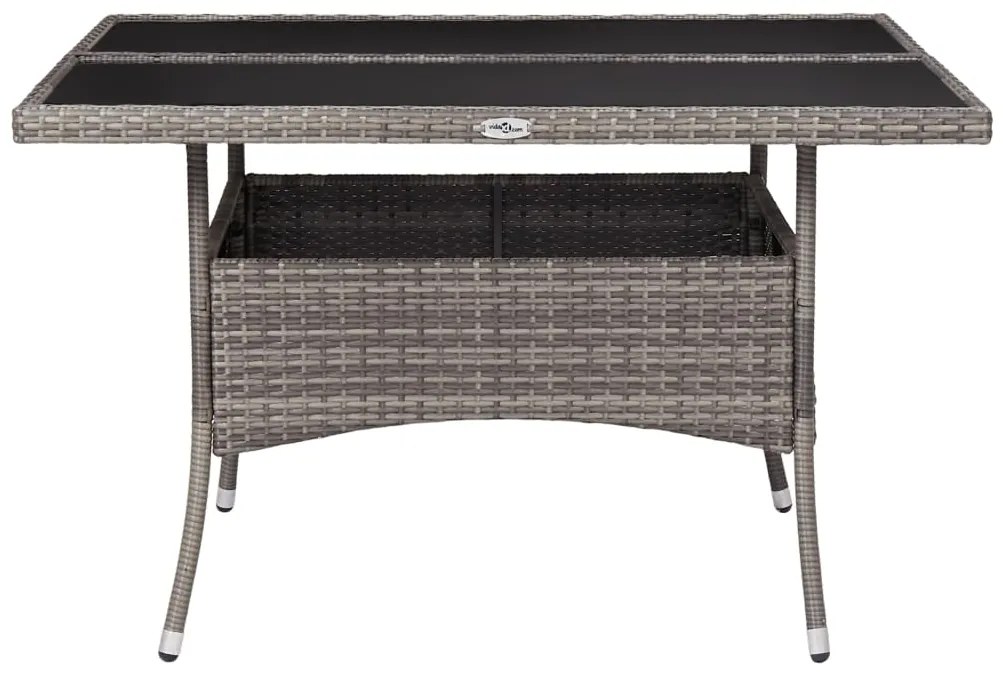 Mesa de jantar para exterior vime PE e vidro cinzento