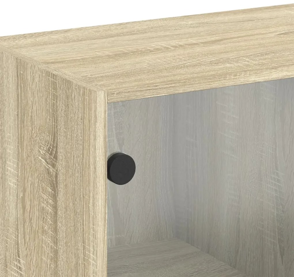 Armário de parede c/ portas vidro 68x37x68,5 cm carvalho sonoma
