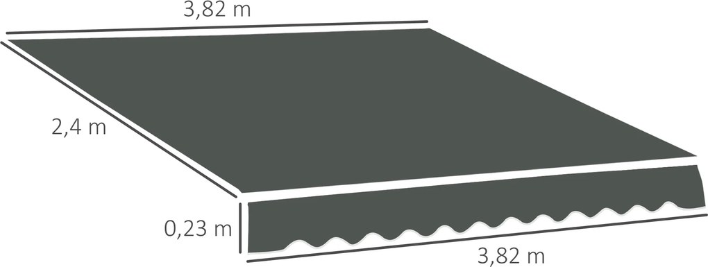 Teto de Substituição para Toldo 382x240 cm Lona para Toldo com Dobras Proteção UV Impermeável para Pátio Cinzento