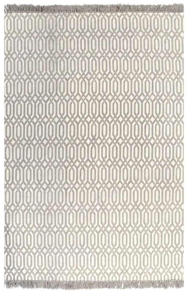 246552 vidaXL Tapete Kilim algodão 160x230 cm com padrão cinzento-acastanhado