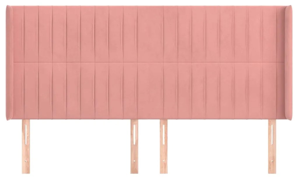 Cabeceira cama c/ abas veludo 183x16x118/128 cm rosa