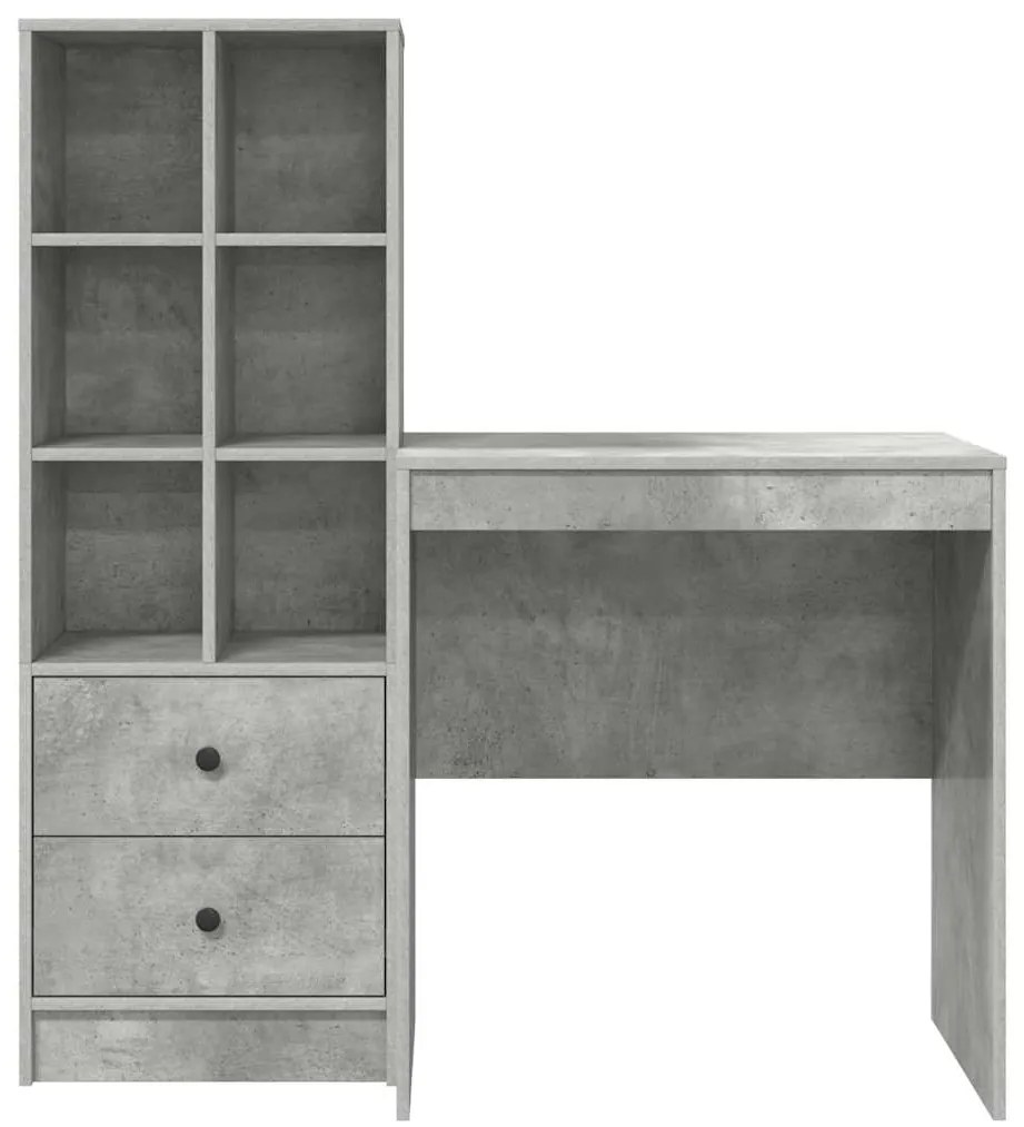 Mesa com Armazenamento Cinza Concreto Madeira Derivada