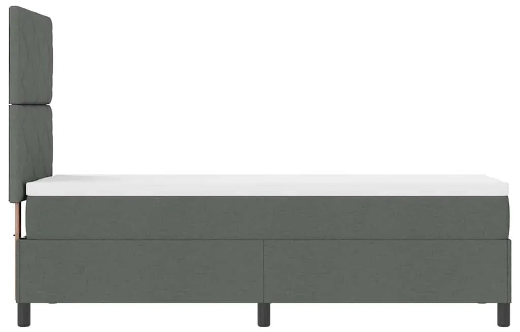 Cama Box Spring com Colchão Cinza Escuro 80x200 cm Tecido