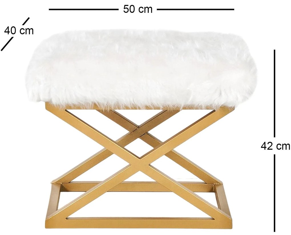 Pouffe Capraz – Gold White – 50 cm x 42 cm x 40 cm