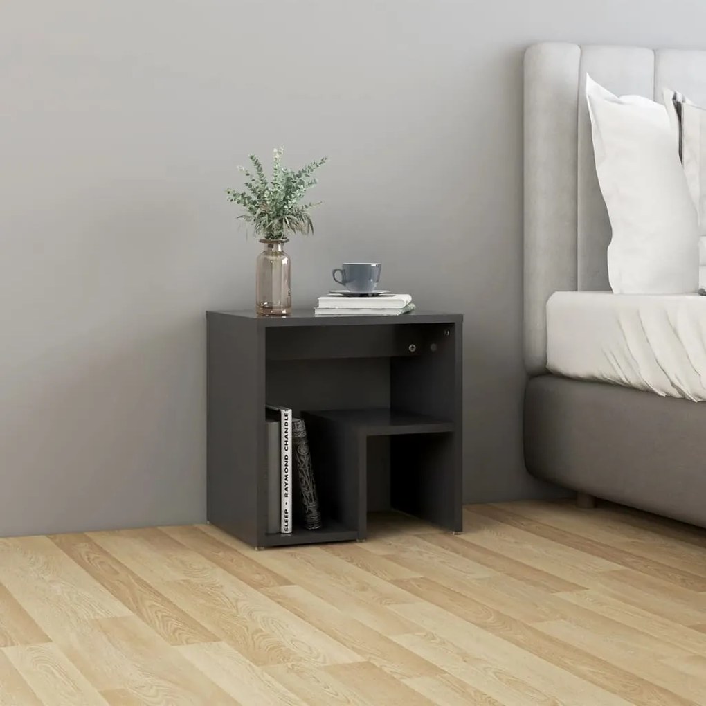 vidaXL Mesa de cabeceira 40x30x40 cm contraplacado cinzento