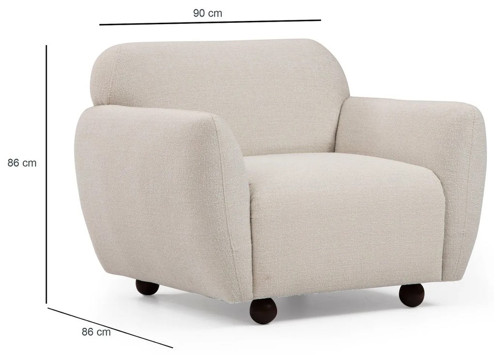 Cadeirão Eddy – Creme – 90x86x86 cm