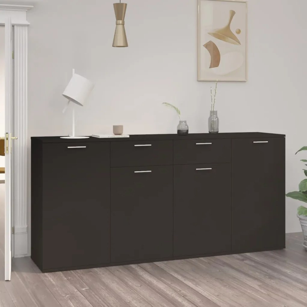 Aparador 160x36x75 cm contraplacado preto