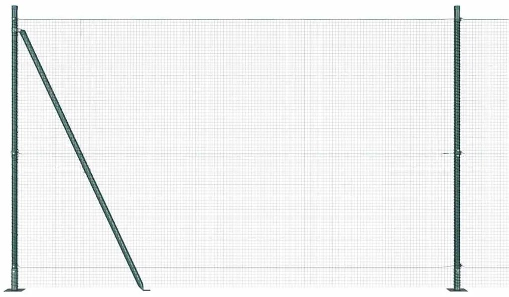 Cerca de Arame Welded com 7 Postes Flangeados Verde 1.4x10 m Aço