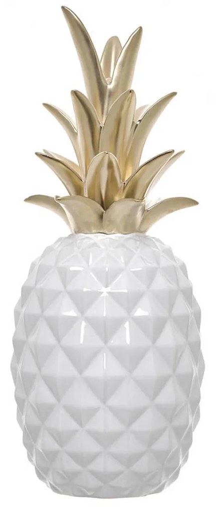 Ananás Cerâmica Branco 18.5X18.5X48cm