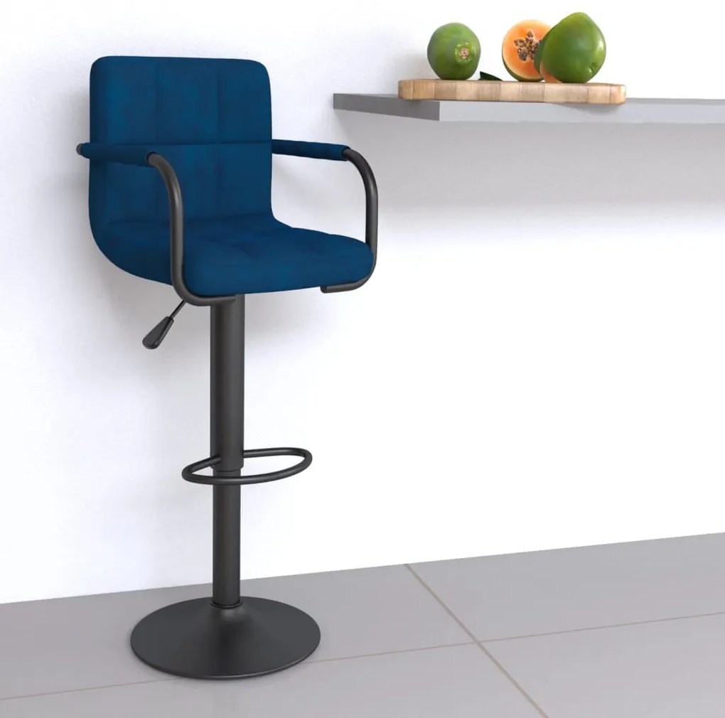 vidaXL Banco de bar veludo azul