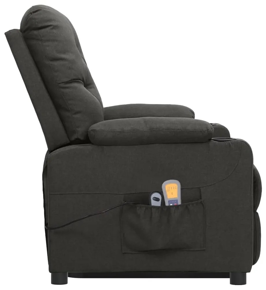 Poltrona de massagens elevatória tecido cinzento-escuro
