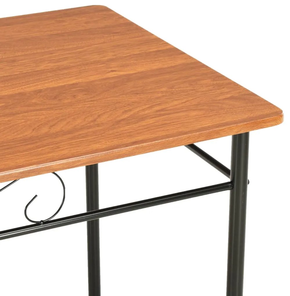 7 pcs conjunto de jantar em MDF e aço castanho