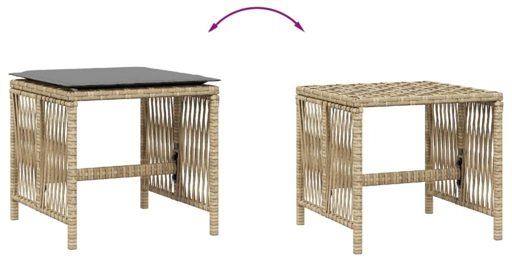 Bancos jardim almofadões 4 pcs 41x41x36 cm vime PE mistura bege