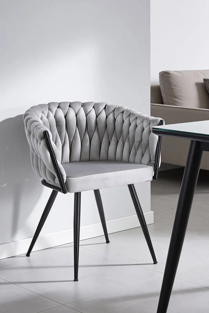 Cadeira Widny Black Veludo - Cinza claro