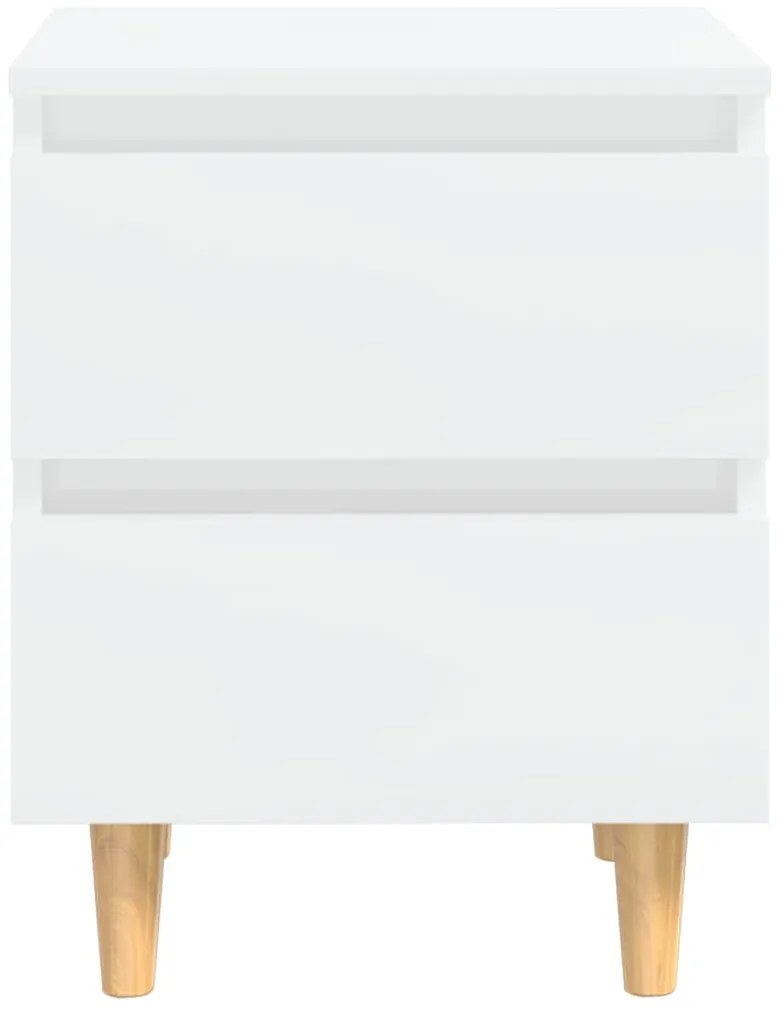Mesas cabeceira 2 pcs pernas pinho 40x35x50 cm branco brilhante