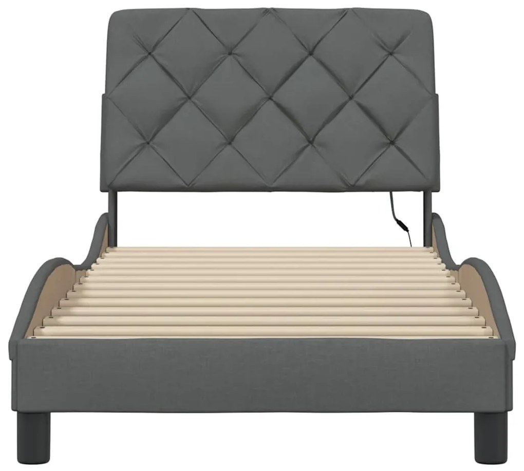 Estrutura de cama com LED sem colchão 80x200 cm tecido