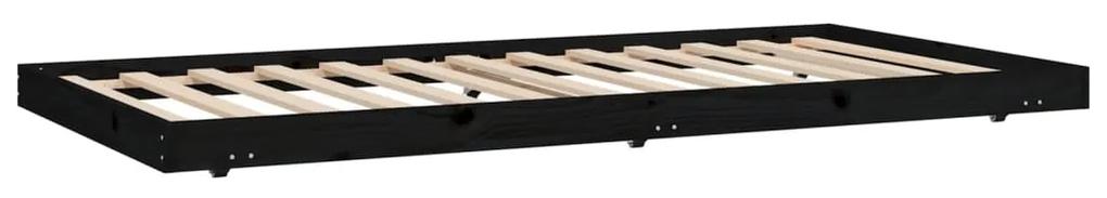 Estrutura de cama 80x200 cm madeira de pinho maciça preto