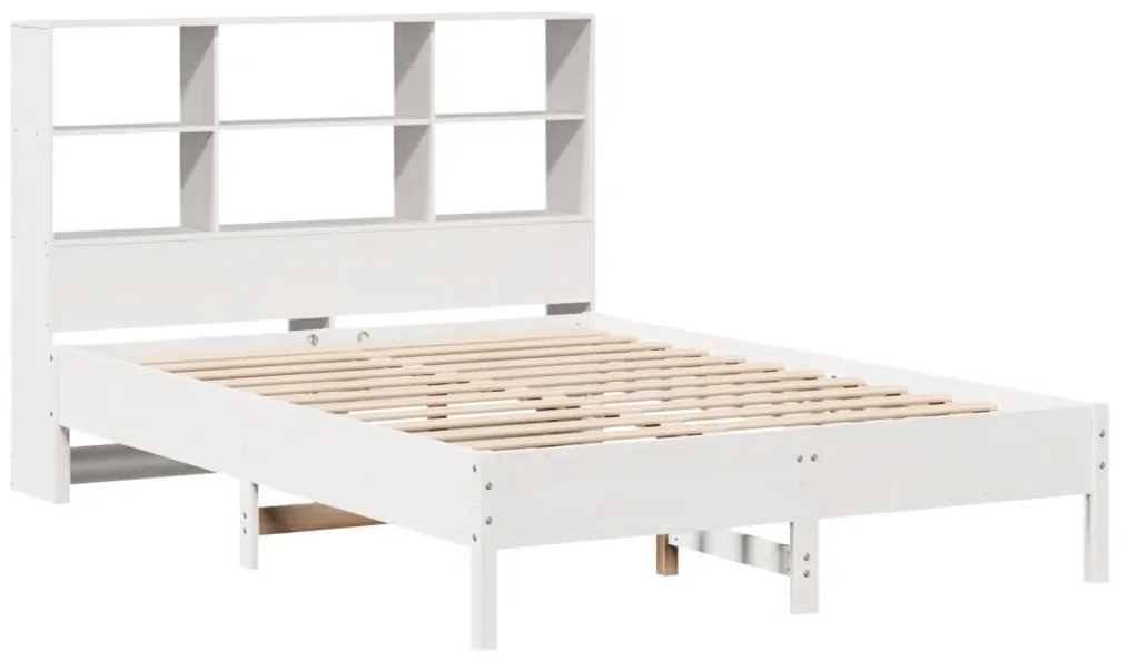 Cama com estante sem colchão 150x200 cm pinho maciço branco