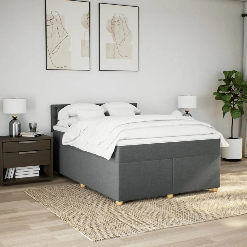 Cama com molas/colchão 160x200 cm tecido cinzento-escuro
