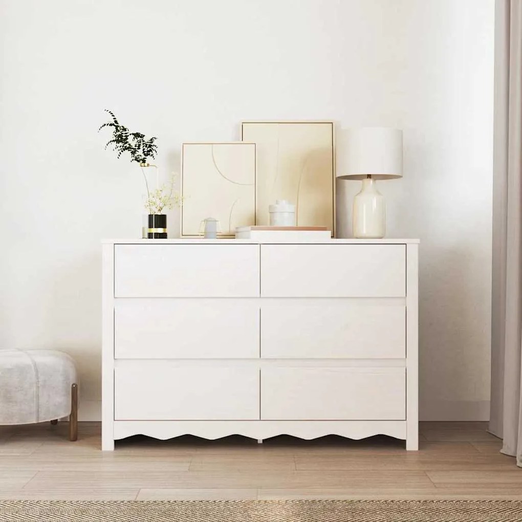 Cômoda "DRAMMEN" Branca 111x43x73,5 cm Madeira Sólida Pinus