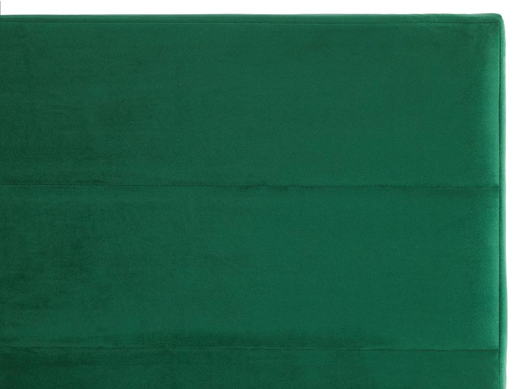 Cama de casal em veludo verde 160 x 200 cm BELLOU Beliani