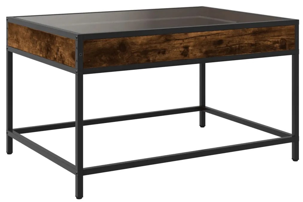Mesa de centro luzes LED Infinity 70x50x41 cm carvalho fumado