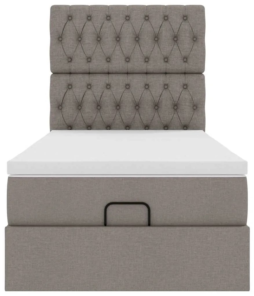 Cama otomana com colchão 100x200 cm tecido cinza