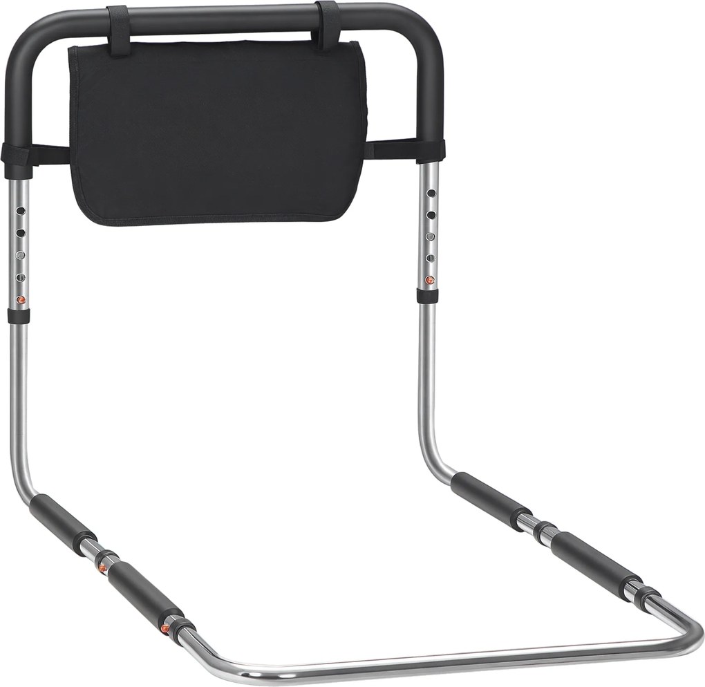 Barra de apoio para cama com barreira de segurança, proteção e pega ajustável em 5 alturas, com bolso de arrumação – 87 x 51,5 x 45-55 cm