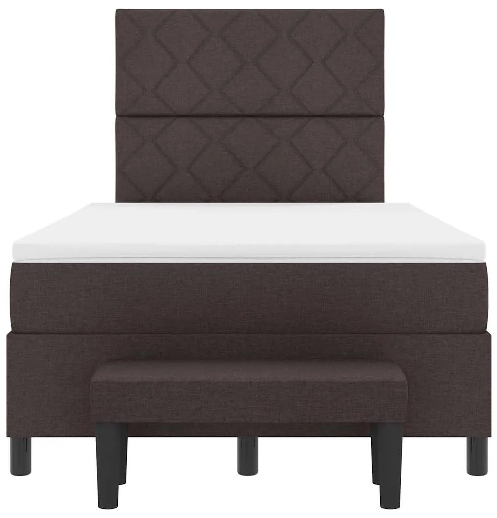 Cama Box com Colchão e Banco Castanho Escuro 120x200 cm Tecido