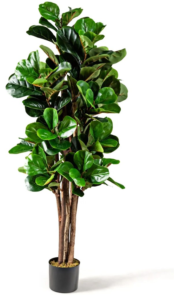 Planta artificial Figueira 1,5 m com folhas PEVA e vaso PP para decoração de casa e escritório Verde