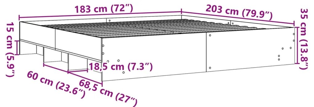Estrutura cama s/ colchão 180x200cm cinza cimento