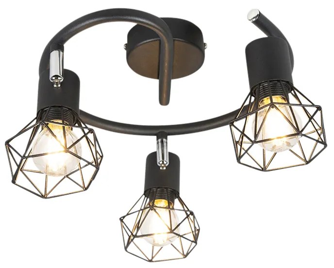 Projetores Art Deco preto ajustável 3 luzes - Mosh Moderno