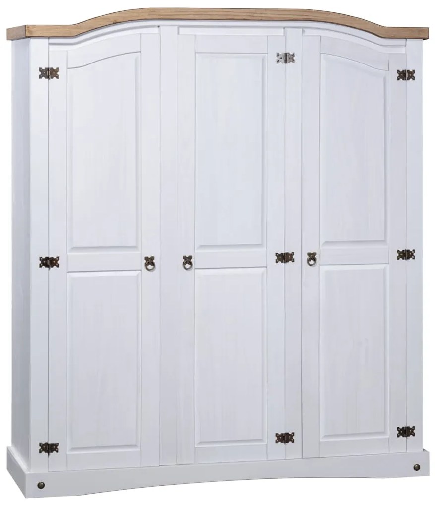 282622 vidaXL Roupeiro Corona Range pinho mexicano com 3 portas branco