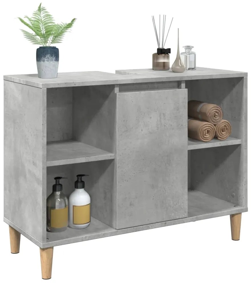 Móvel casa de banho 80x33x60 cm derivados madeira cinza cimento