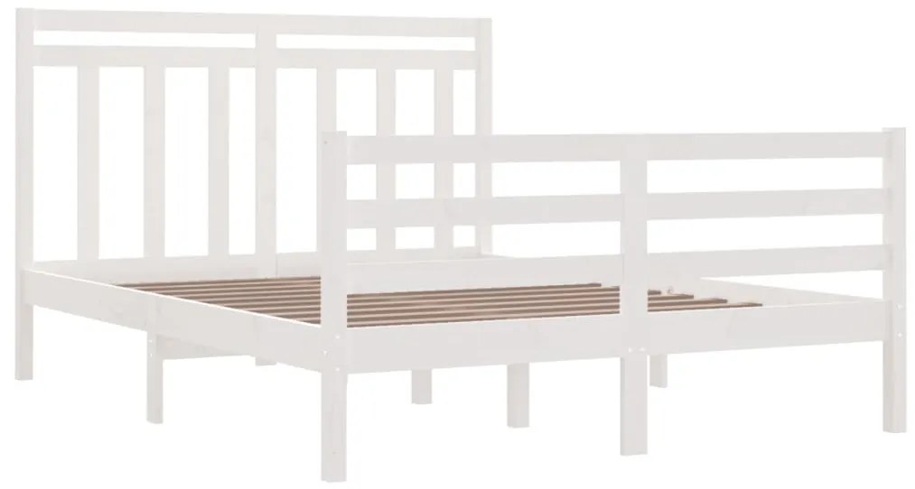 Estrutura de cama casal 135x190 cm madeira maciça branco