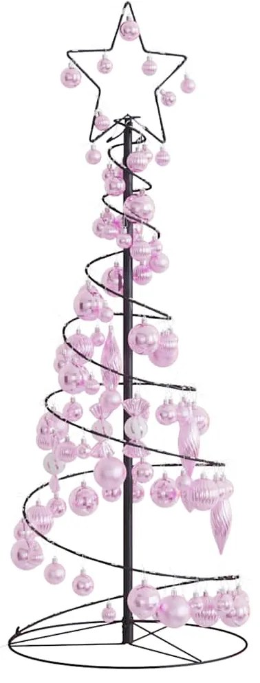 vidaXL Árvore de Natal LED com Baubles 80 LEDs Branco Quente 120 cm