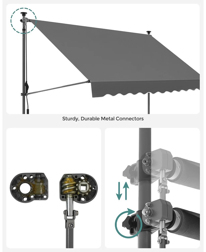 Toldo varandas 300 x 130 cm com manivela Antracite