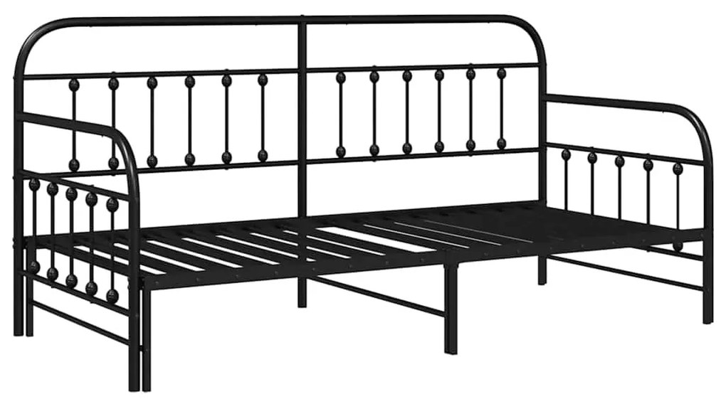 Estrutura de Daybed vidaXL com Cama Auxiliar Preta 90x190 cm Aço