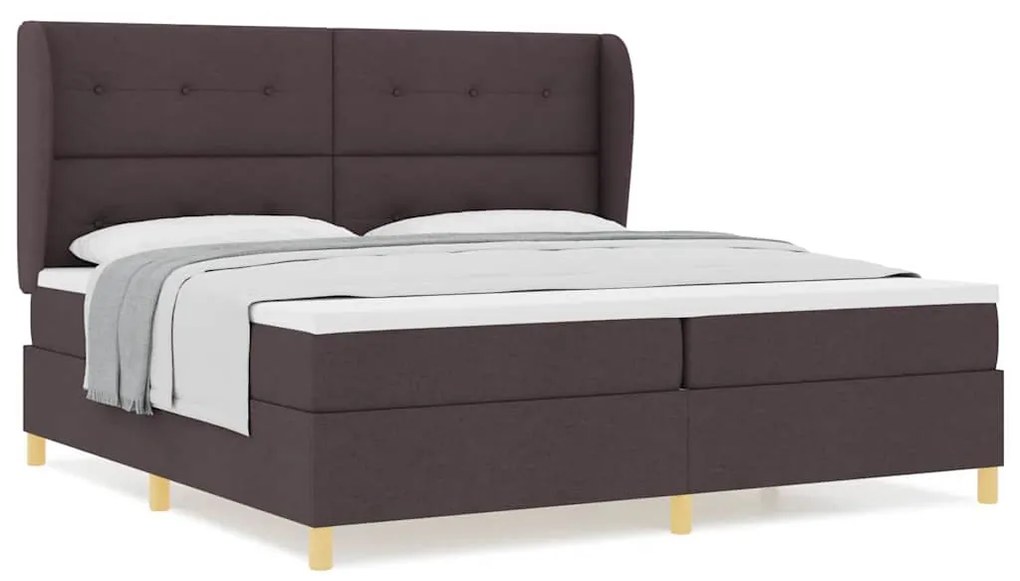 Cama Box Spring vidaXL com Colchão - Castanho Escuro, 200x200 cm, Teci