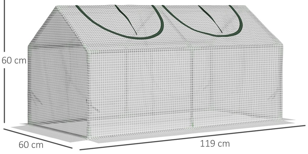 Estufa 119x60x60cm Estufa de Jardim com 2 Janelas Enroláveis para Cult