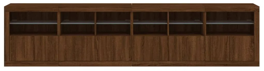 Aparador com luzes LED 283x37x67 cm carvalho castanho