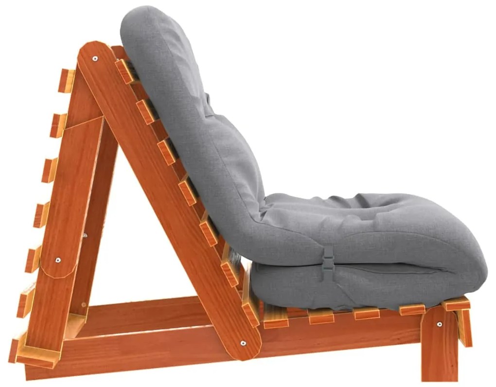 Sofá-cama futon c/ colchão madeira de pinho maciça castanho-mel
